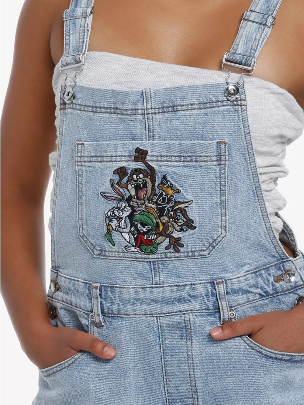 Looney tunes Light Blue Denim Overalls with Embroidered Front Pocket BIN#15